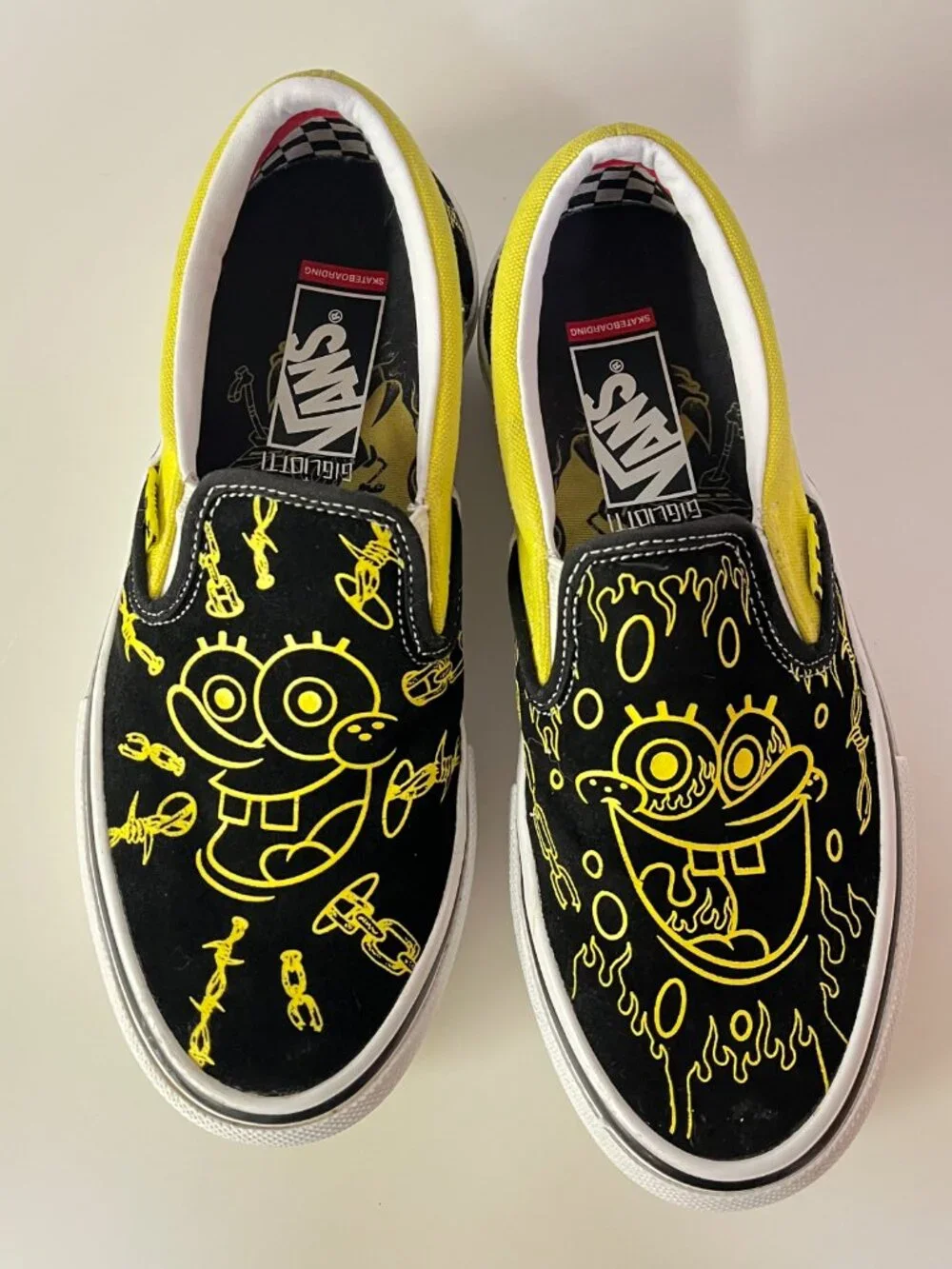 Vans Sneakers SpongeBob Ltd Edition Skate Slip-On Black Yellow Men’s 7